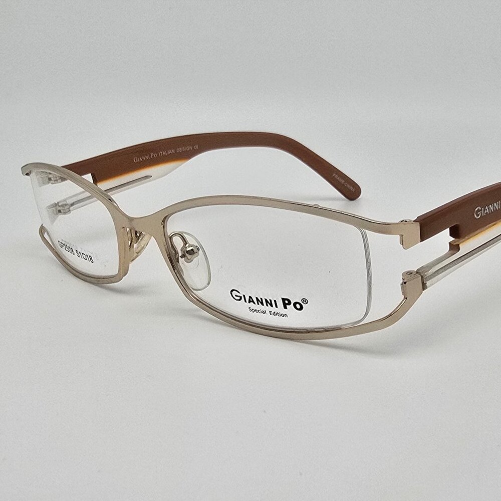Gianni Po GP2508 Gold Semi-Rimless Eyeglasses Frame 51-18-135